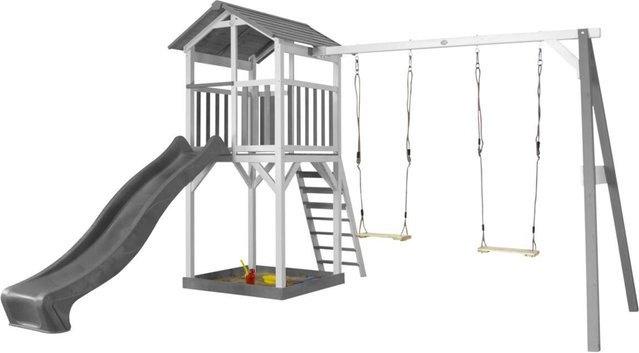 Axi Beach Tower Spielturm mit Doppelschaukel und grauer Rutsche, B/H/T: 356,6 x 241,9 x 349 cm - Bild 3