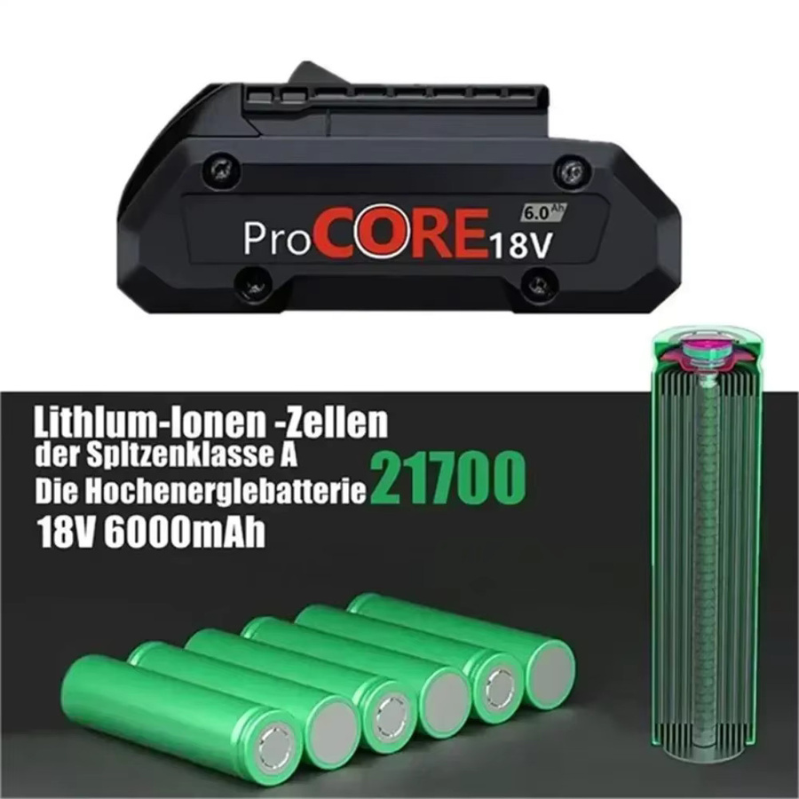 Bosch ProCORE Premium Serie Ersatzakku mit 21700 Batteriezellen passend für BAT609, BAT618 und GBA18V8 18V in Schwarz - Bild 2