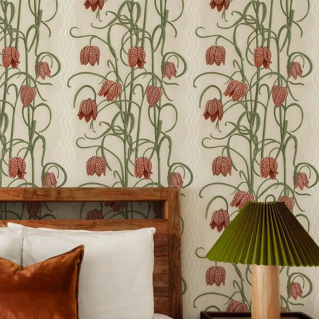 Pixel&Wall Selbstklebende Tapete mit Vintage-Blumen und Blättern in Multicolour - Bild 1