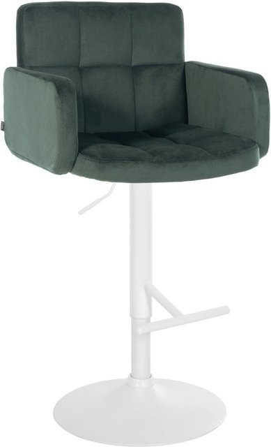 DELUKE Barhocker SUTUN Tresenhocker aus Samt in Dunkelgrün und Weiß, drehbar mit Lehne, B/T/H: 60 x 56 x 93 cm - Bild 1