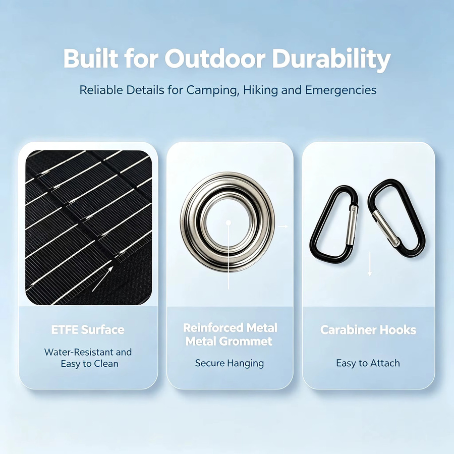 JINGYANGPV 35W Faltbares Monokristallines Solarpanel in Schwarz, Tragbares Mini-Solarladegerät mit Mehrfachausgang für Handy und Powerbank, Ideal für Camping, Wandern und Outdoor-Reisen - Bild 5