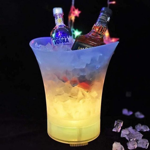Innovacasa Eiskübel mit LED-Beleuchtung und Bluetooth-Lautsprecher, tragbar und sturzsicher, transparent - Bild 1