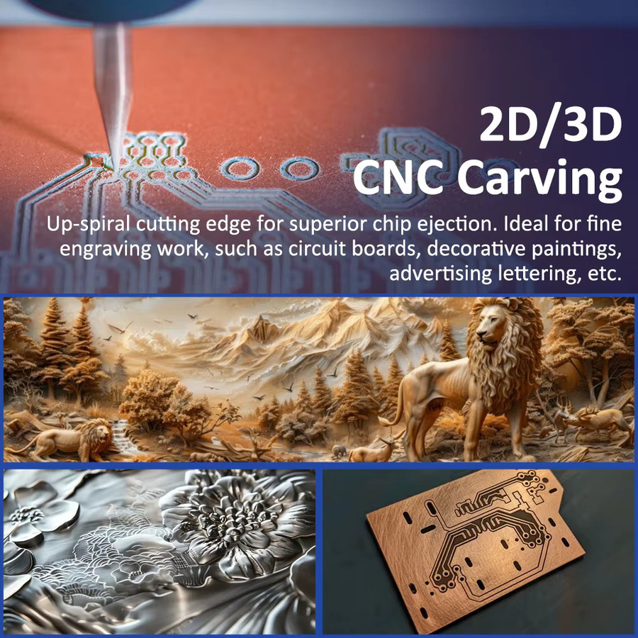 XCAN Hartmetall Fräser für PCB 3D Gravur mit 3,175 mm Schaft in Silber - Bild 3