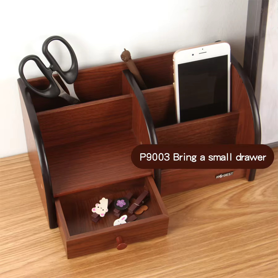 Kobest Multifunktionaler quadratischer Stifthalter aus Holz in Braun als Schreibwaren Aufbewahrungsbox und Schreibtisch Ornament - Bild 2