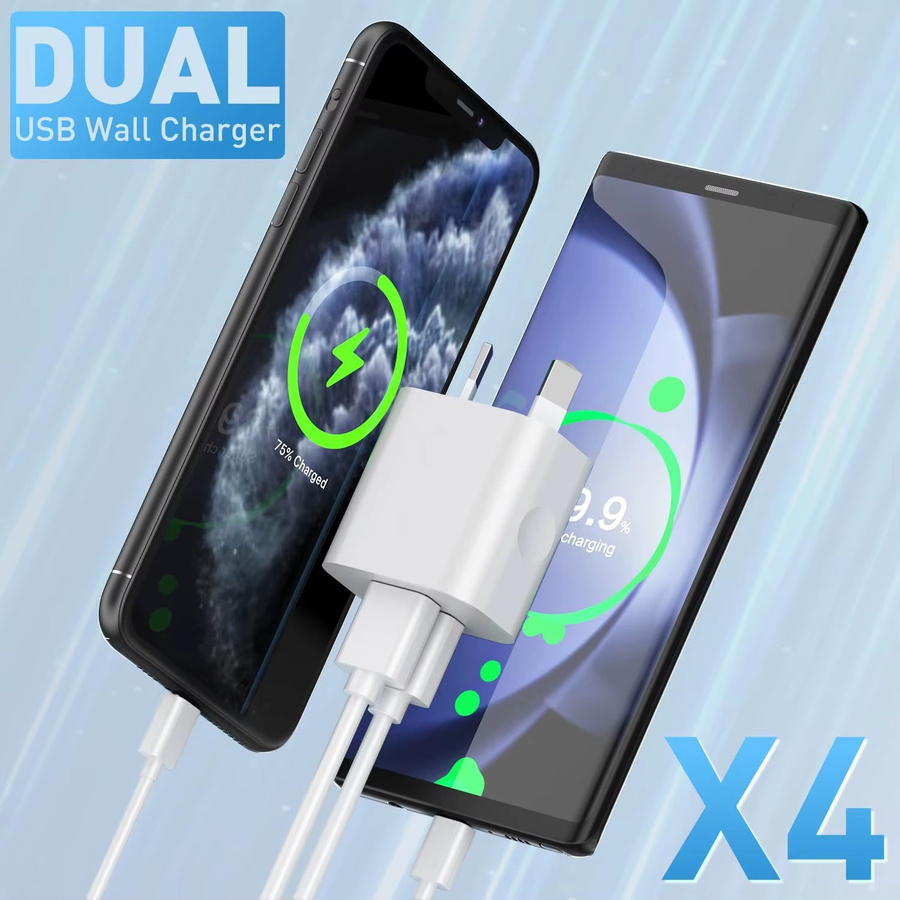 TAQKRED Elektronik-Ladeadapter mit AU-Stecker und 2,1A Dual-Port für Mobiltelefone, weiß - Bild 2