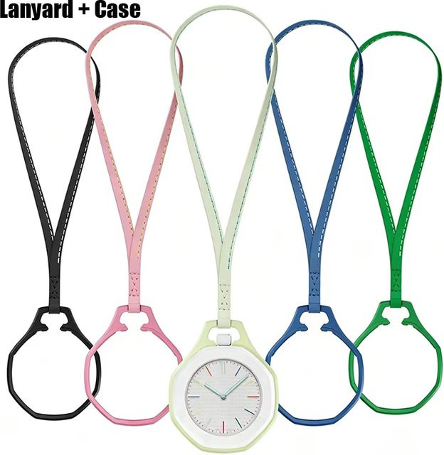 Swatch Taschenuhrengehäuse, Biokeramikgehäuse, Lanyard aus Kalbsleder - Bild 1