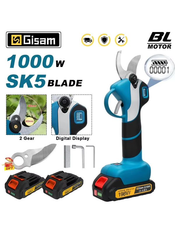 Gisam Bürstenlose elektrische Astschere für Makita LXT 18V Akku, kabellose Schneideschere für Obstbäume und Bonsai, Blau, 40mm Schnittkapazität - Bild 7