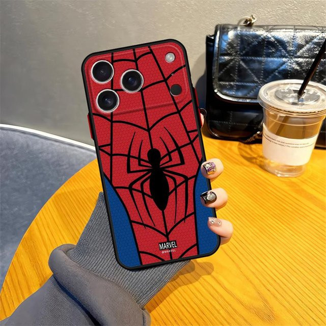 Marvel Spider Man Spinnennetz Handyhülle für Apple iPhone kompatibel mit iPhone 17 16 Pro Max 15 Plus 14 13 Mini 12 11 XS 6s Plus in Schwarz, Rot und Transparent - Bild 1