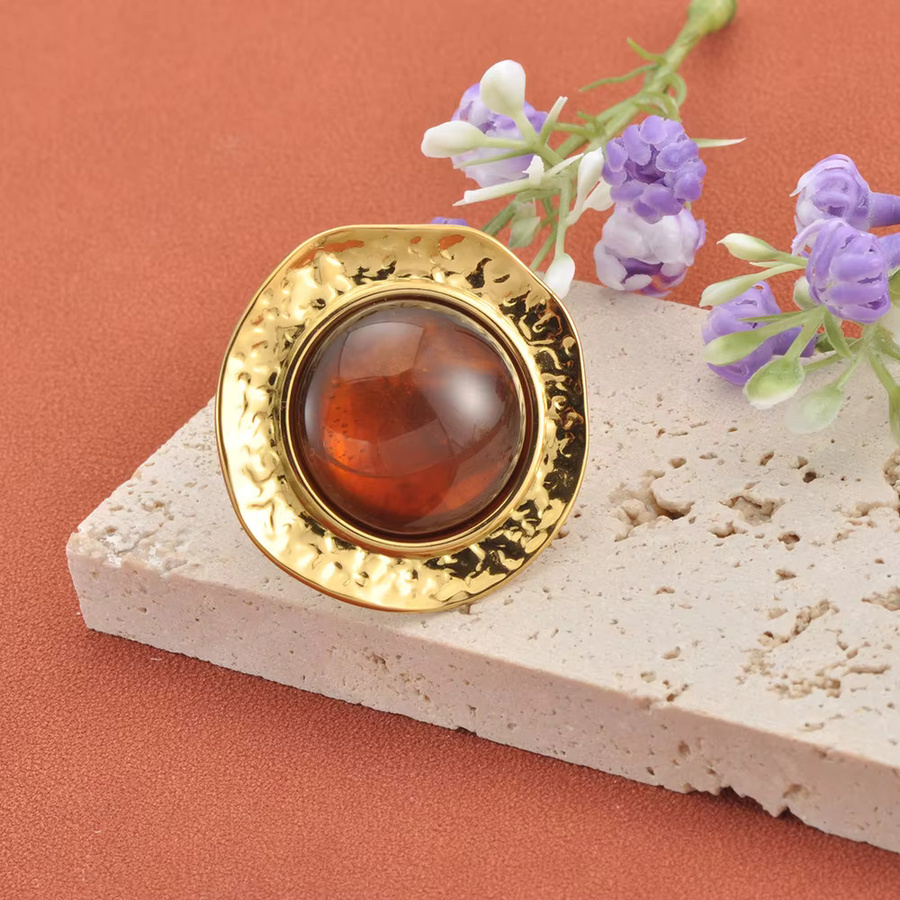 Lokaer Ring, 18 Karat vergoldeter Edelstahl, roter Kristall, Damen - Bild 2