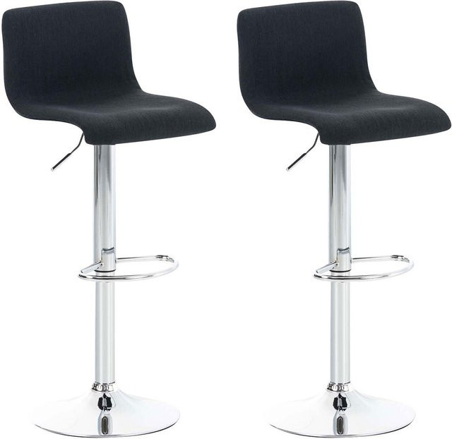 CLP 2er Set Barhocker Hover aus Stoff mit Gaslift und Gestell in Chrom-Optik, höhenverstellbare Tresenstühle im modernen Design - Bild 1