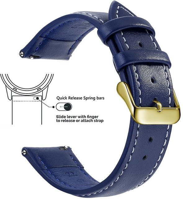 SAMCO Uhrenarmband Narbenleder, blau, Herren - Bild 1