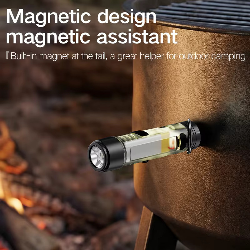 LED Outdoor Starklicht-Taschenlampe als tragbare Mini Schlüsselanhänger-Leuchte in Schwarz, USB-aufladbar - Bild 2