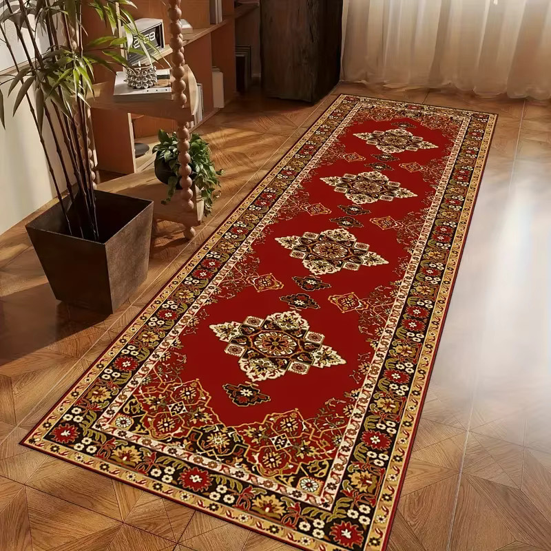 VIKAMA Laufmatte im orientalischen Stil, rote Teppichmatte für Schlafzimmer, Flur oder Küche, pflegeleicht - Bild 2