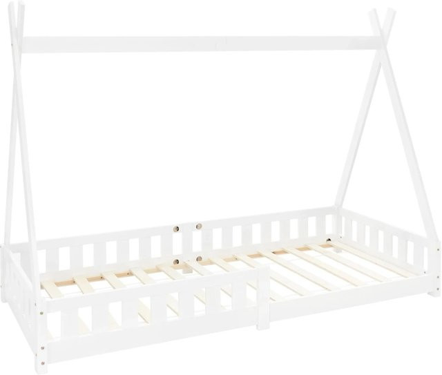 ML-Design Kinderbett Tipi aus Kiefernholz mit Rausfallschutz und Lattenrost, Weiß, B: 90 cm, L: 200 cm, H: 156 cm - Bild 2