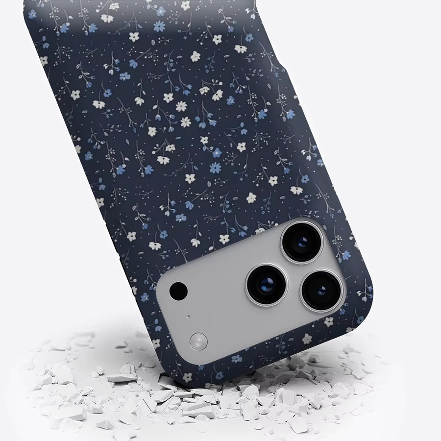 Potdemiel Magnetische Handyhülle mit kleinem Blumenmuster in Marineblau für iPhone 17 16 15 14 13 Pro Max Plus, robuste doppelschichtige Schutzhülle - Bild 3