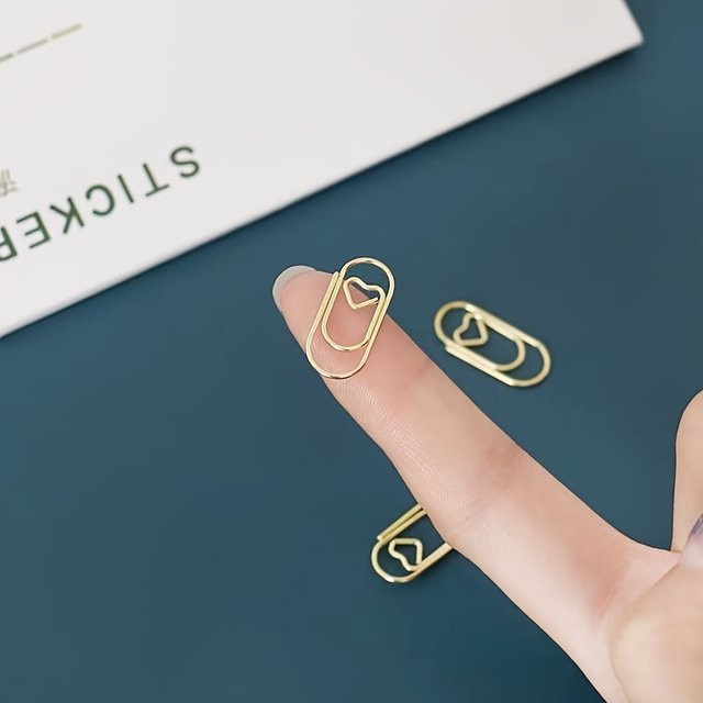200 Stück herzförmige Mini-Büroklammern aus Metall in Silber und Gold für deinen Bürobedarf und Dokumenten-Organizer - Bild 1