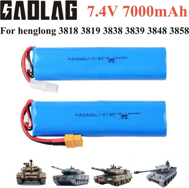 GAOLAG LiPo Akku 7,4 V 7000mAh mit L-2P Stecker für Heng Long RC Tanks und Spielzeugautos in Blau - Bild 1