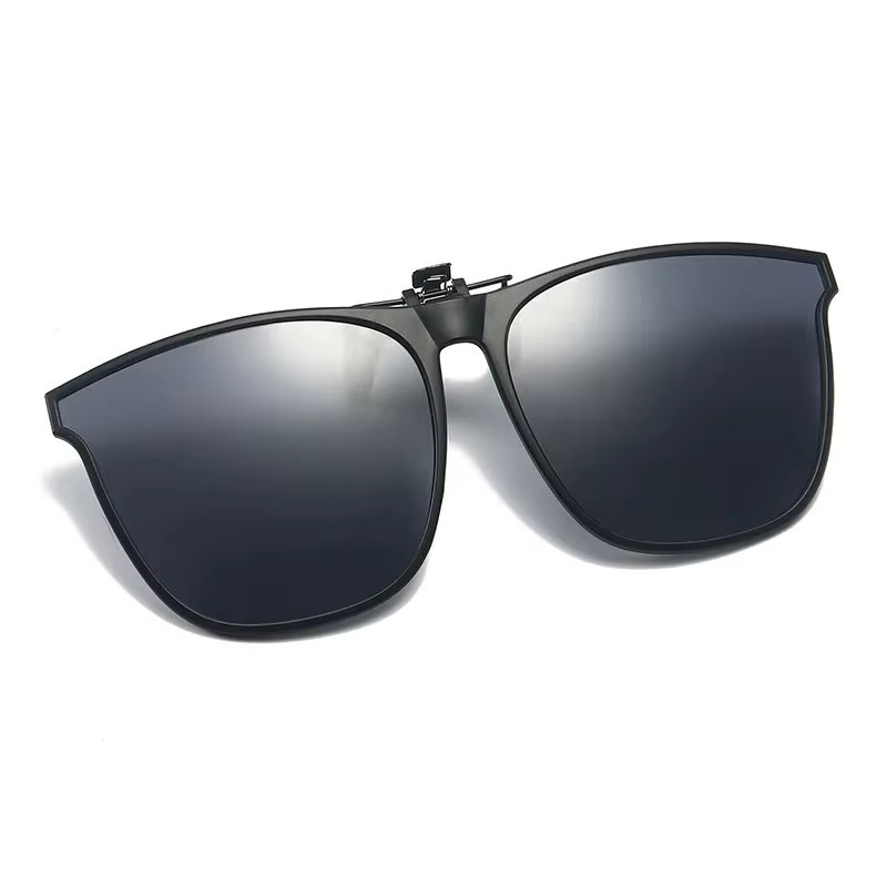 Polarisierte Clip-On-Sonnenbrille für Herren, Vollrand, Square, Schwarz, Kunststoff - Bild 2
