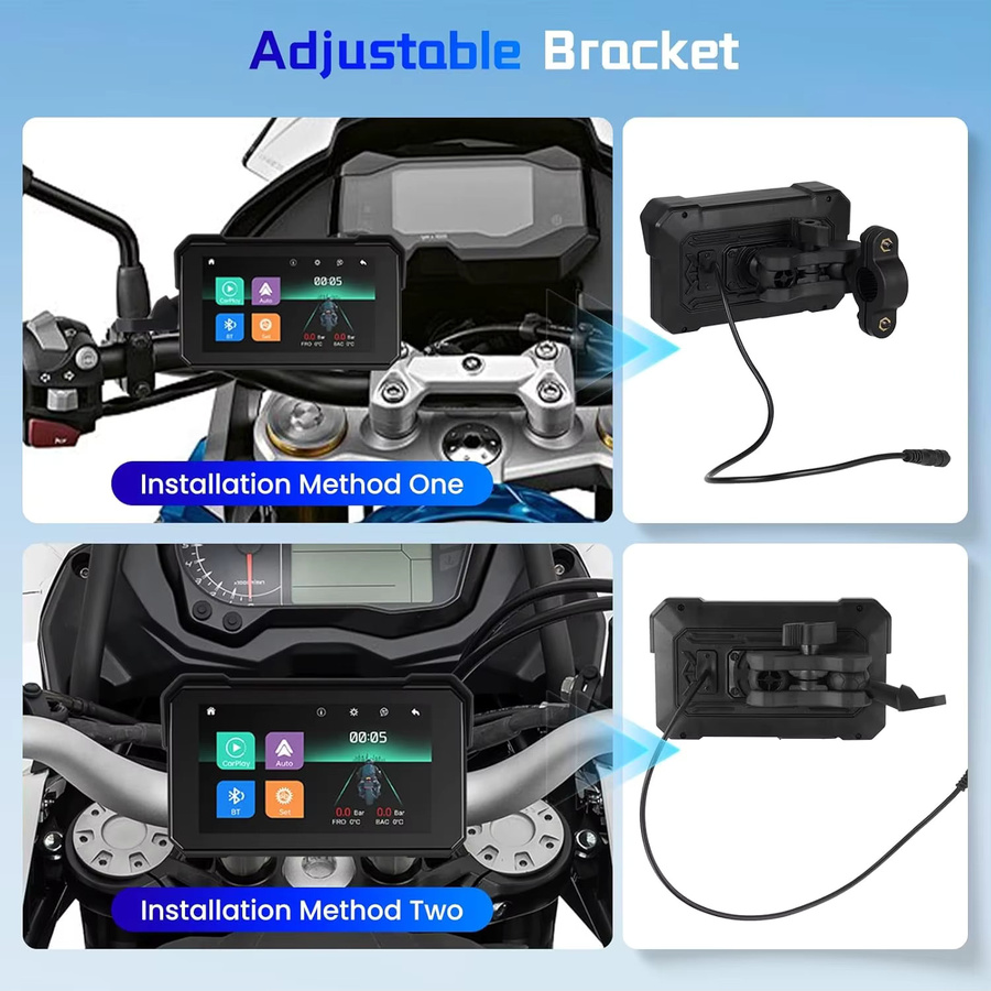 Jansite Motorrad-GPS-Navigationsdisplay mit 5 Zoll Display, CarPlay und Android Auto, Schwarz - Bild 6