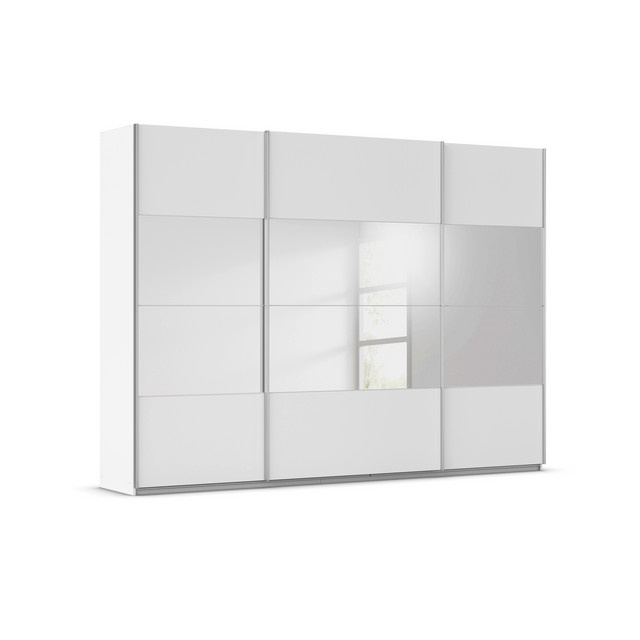 RAUCH ORANGE Quadra Schwebetürenschrank mit Spiegelelementen in Weiß, B: 315 cm, H: 230 cm - Bild 1