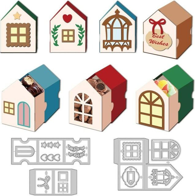 3D Haus Schablone aus Carbonstahl für Scrapbooking und Prägung - Bild 1