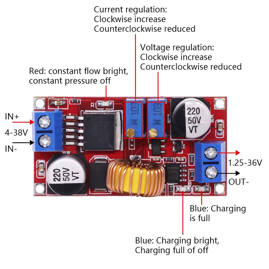 XL4015 DC-zu-DC Step-Down Modul Blau Lithium-Batterie Ladegerät und LED Power Converter CC-CV Ladeboard - Bild 2