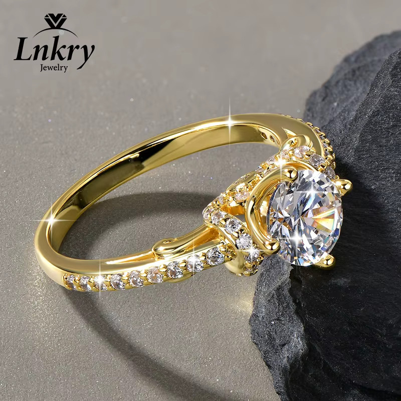 Lnkry Ehering Moissanit, 14 Karat Gold gefüllt, Damen - Bild 2