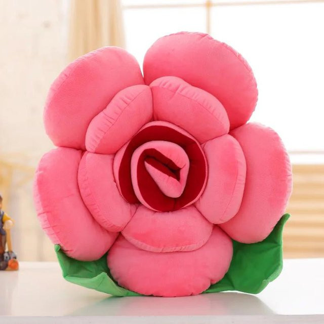 Großes Rosenkissen aus Plüsch in Pink für Heimdeko und Partys, Durchmesser: 40 cm - Bild 1
