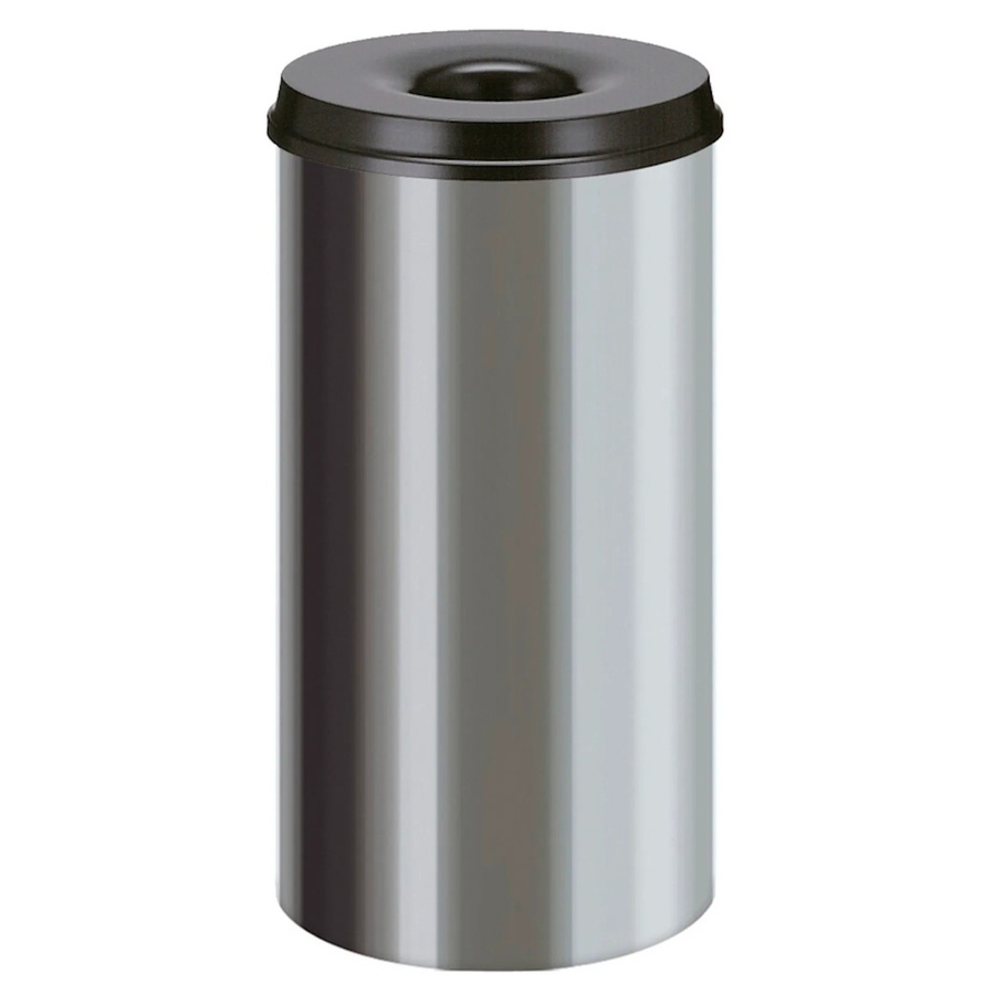 PROREGAL Selbstlöschender Papierkorb und Abfallsammler aus Edelstahl in Silber und Schwarz, Höhe: 62,5 cm, Durchmesser: 33,5 cm - Bild 2