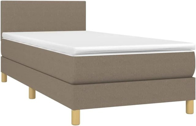 vidaXL Boxspringbett mit Matratze und LED in Beige, B/T: 90 x 200 cm, mit USB-Ladeanschluss und Taschenfederkern - Bild 1