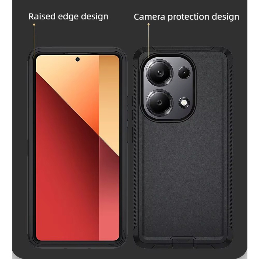 Robuste Defender Schutzhülle für Xiaomi Redmi Note 15C 14C 13 Pro 4G 5G mit 360 Grad Schutz und drehbarer Rückenklappe in Blau oder Schwarz - Bild 1