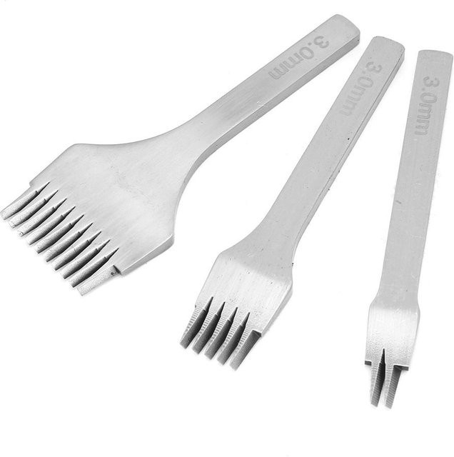 GoolRC Leder Meißel Lochwerkzeug Set 3 Stück, Farbe Weiß, Stichmaß 3,0 mm - Bild 1