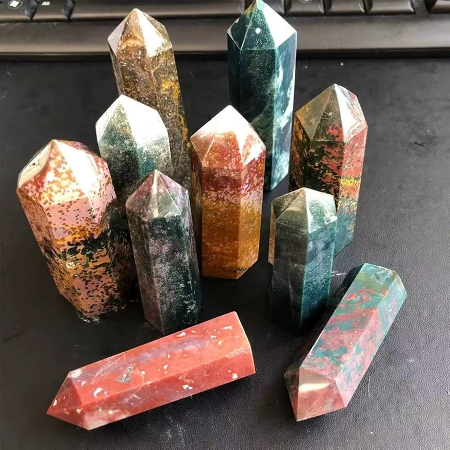 CrystalHola Natürlicher Ozeanjaspis-Spitze in Mehrfarbig als dekoratives Mineralogisches Exemplar - Bild 4