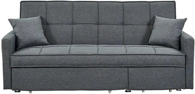 Vente-unique Schlafsofa Canetti in Grau mit Stoffbezug und Holzrahmen, Breite: 206 cm - Bild 1