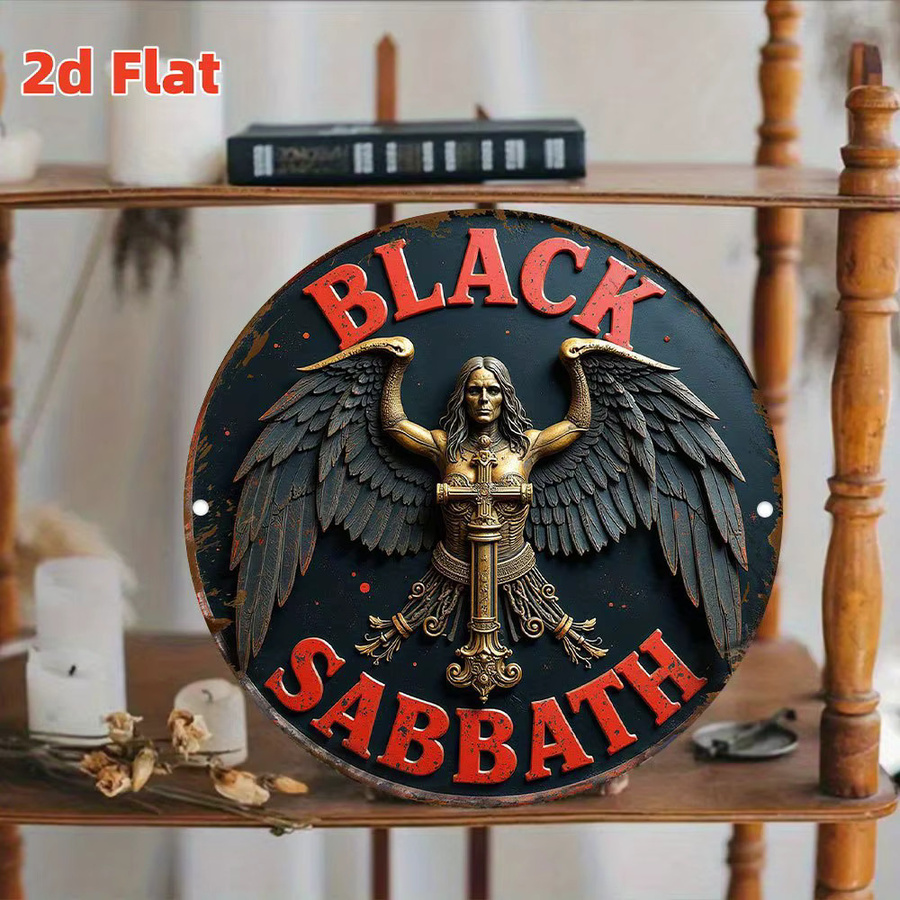 Black Sabbath Heavy Metal Blechschild von CIFBUY, rund, schwarz, Durchmesser: 19,79 cm - Bild 3