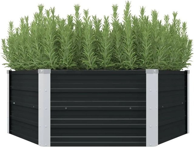 vidaXL Hochbeet aus verzinktem Stahl in Anthrazit, B/T/H: 129 x 129 x 45 cm - Bild 1