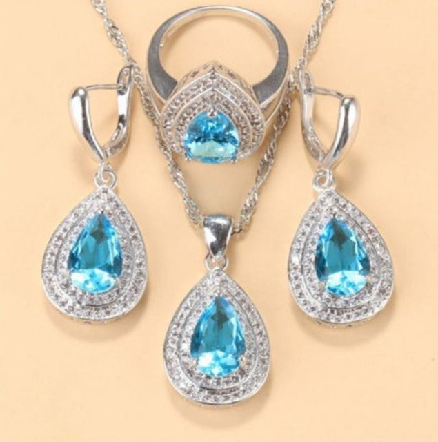 YIRAN Schmuck-Set, Kupfer, Silber, Zirkonia, Kristall, Unisex - Bild 1