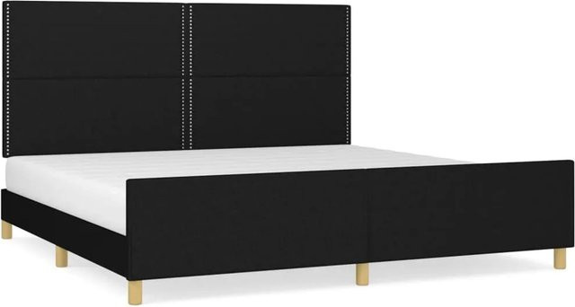vidaXL Bettgestell mit Kopfteil in Schwarz aus Stoff und Holz, B/T/H: 206 x 203 x 128 cm - Bild 1