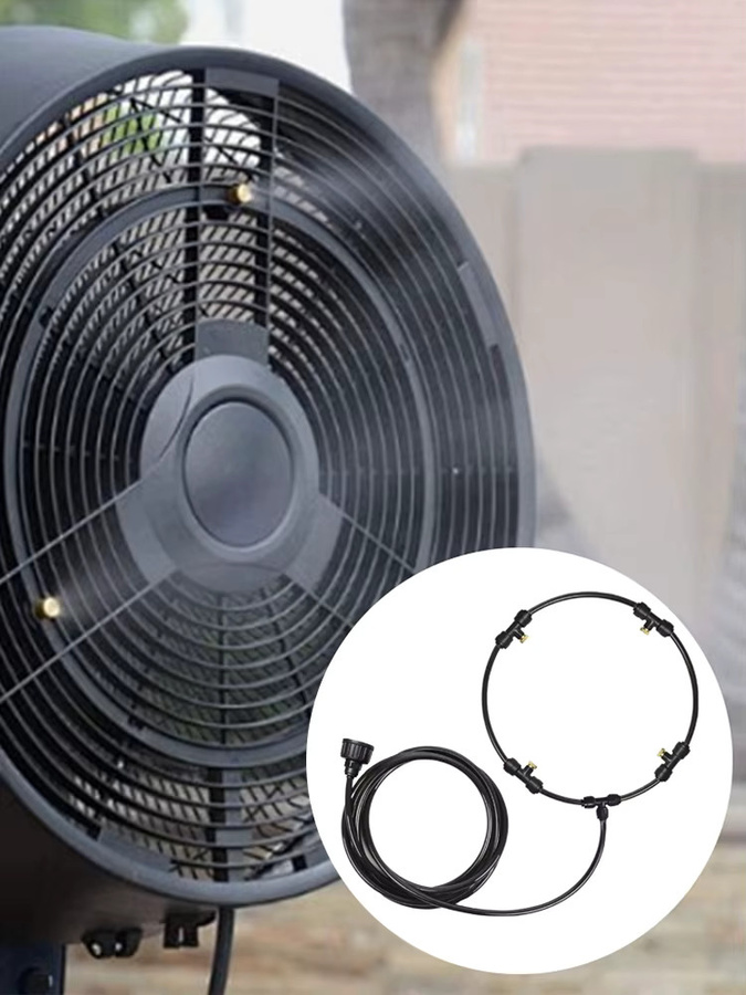 Alloet Tragbares Sprühnebel-Kit in Schwarz, 16 Zoll Nebelventilator-Düsen-Set und Wassernebel-Sprühgerät mit Nebelring für Garten und Terrasse - Bild 3