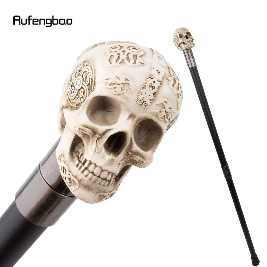 Rufengbao Fantasy Weißer Harz-Schädel Monsterkopf Gehstock - Bild 2