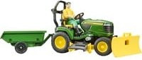 Bruder John Deere Aufsitzrasenmäher mit Anhänger und Gärtner Set - Bild 1
