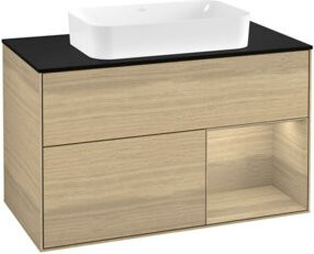 V&B Finion Waschtischunterschrank mit Abdeckplatte in Eichenfurnier, Wandmontage, B: 100 cm, T: 60,3 cm - Bild 1