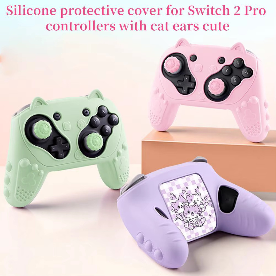 Silikon-Schutzhülle für Switch 2 Pro Controller mit Daumenkappen in Gelb, rutschfeste Hautabdeckung für dein Gaming-Zubehör - Bild 4