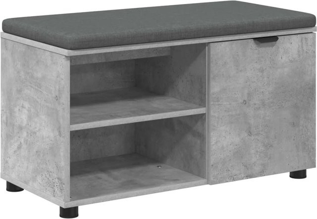 vidaXL Flurbank mit Kissen und Regal mit Tür in Betongrau, B/T/H: 80 x 38 x 46 cm - Bild 1