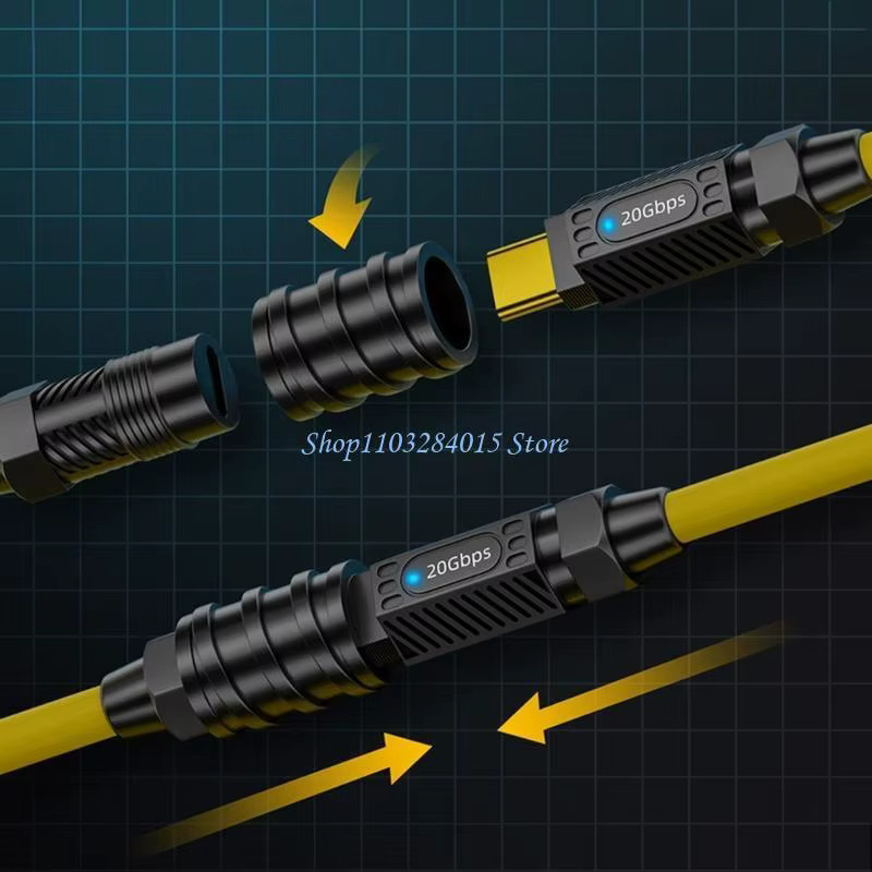 R6FF USB-Typ-C-Federeinzugskabel Gelb, 140 W, USB 3.2 mit 20 Gbit/s und 8K 60 Hz Unterstützung - Bild 3
