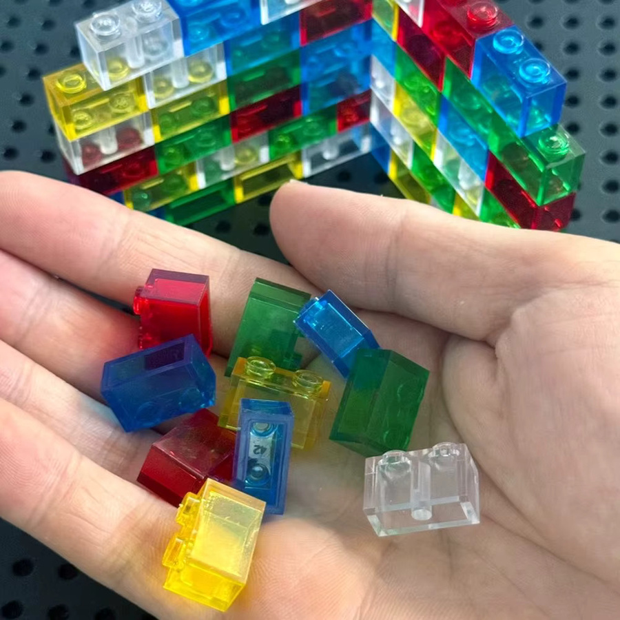 Kleine Partikel Ziegel 1x2 Baustein, Zubehör, 40-teiliges Set, Transparent, Klar - Bild 2