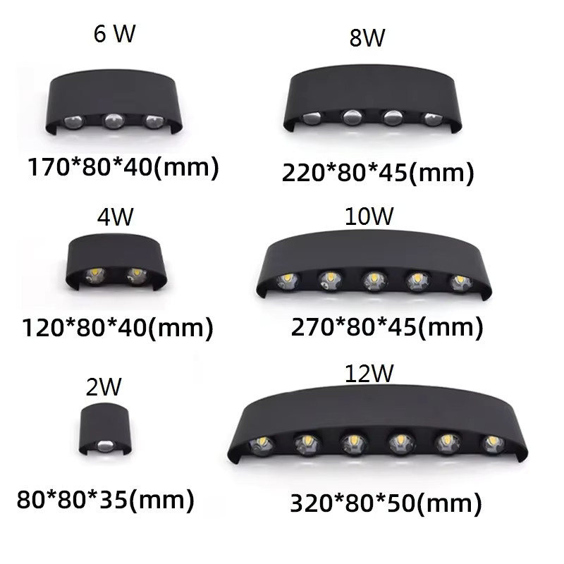 Moderne LED-Wandleuchte aus Aluminium in Schwarz für Außenbereich, Garten und Innenräume mit Up-and-Down-Lichteffekt - Bild 3