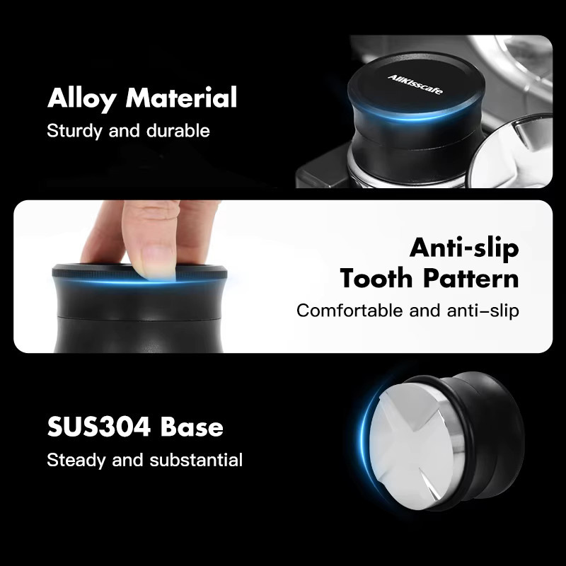 AliKisscafe Kaffee-Verteiler Schwerkraft-Adaptiver Nivellierer aus Edelstahl in Schwarz für 51mm, 54mm und 58mm Siebträger Espresso-Zubehör - Bild 2