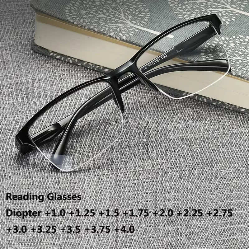 Quadratische Lesebrille, Halbrahmen, Unisex, schwarz - Bild 2