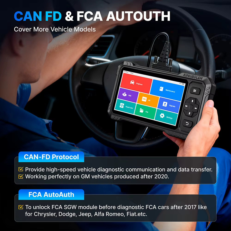 KINGBOLEN S6 Elite CANFD All System Active Test OBD Scanner mit 15 Resets in Schwarz - Bild 5